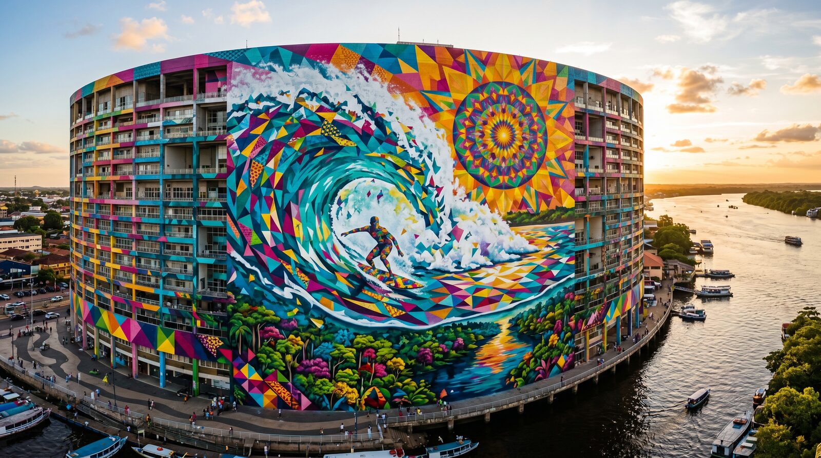 Mural Kobra Pororoca - onda amazônica em caleidoscópio