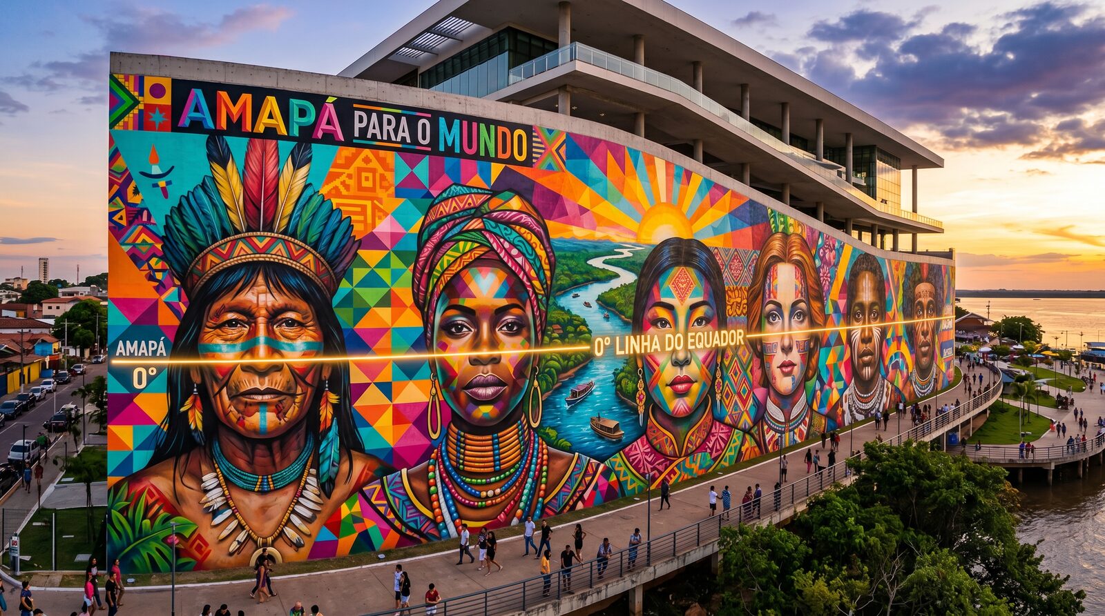 Mural Kobra 5 etnias dos continentes na Linha do Equador