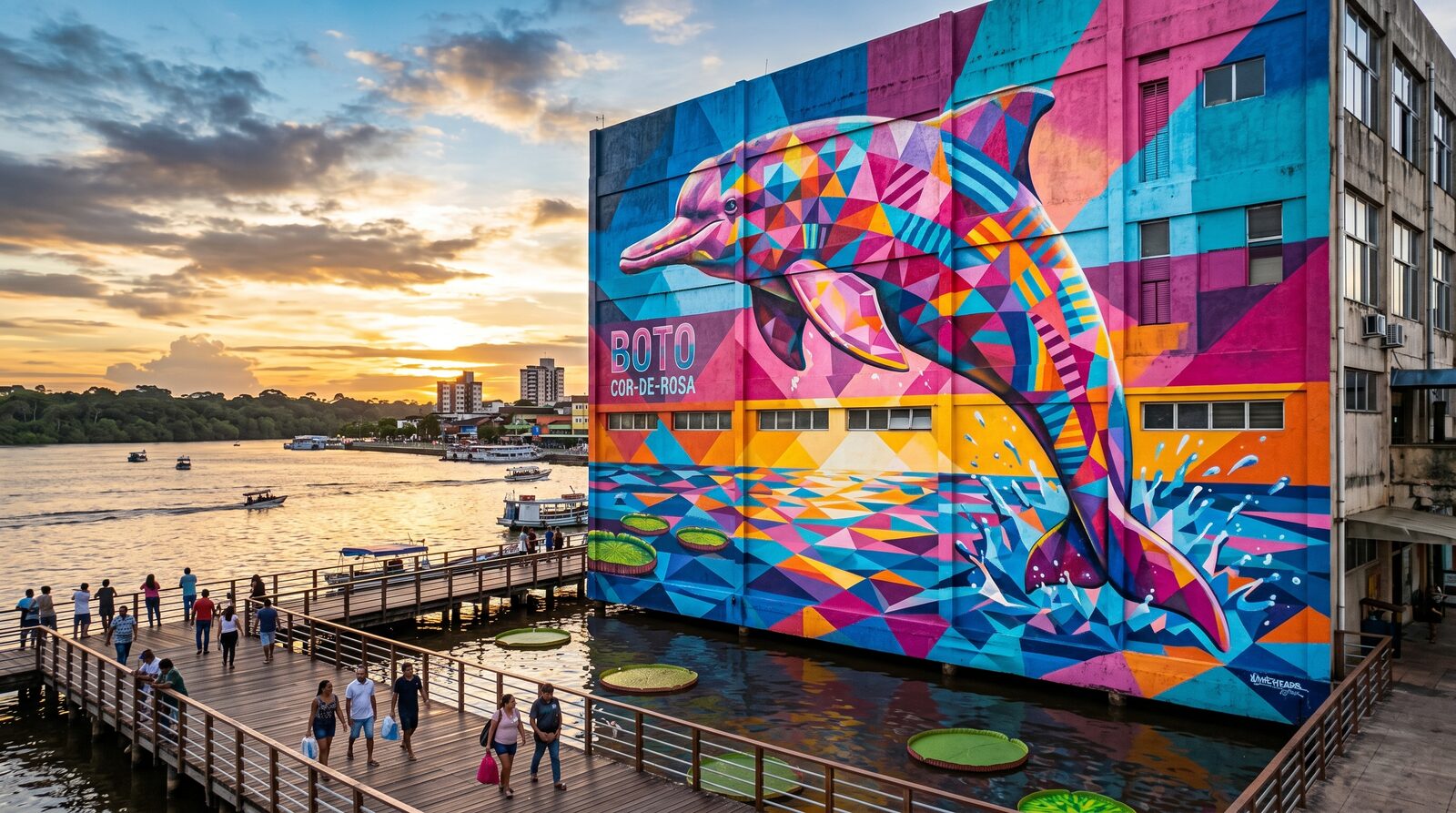 Mural Kobra boto cor-de-rosa amazônico